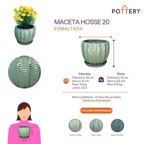 Macetero Hosse 20 CM con Plato
