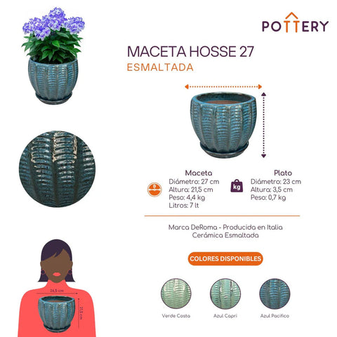 Macetero Hosse 27 CM con Plato