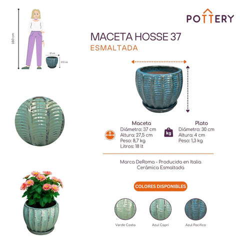 Macetero Hosse 37 CM con Plato