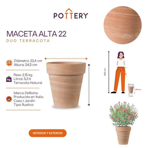 Macetero Alto Duo Terracota
