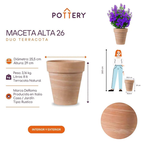 Macetero Alto Duo Terracota
