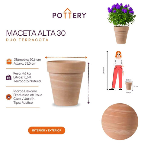 Macetero Alto Duo Terracota