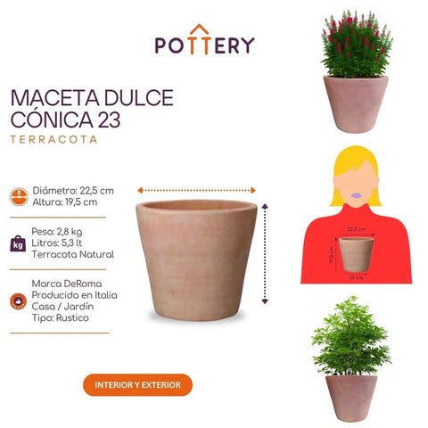 Macetero Dulce Cónico Terracota 23 CM
