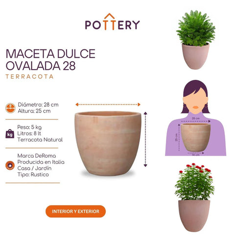 Macetero Dulce Ovalado Terracota 28 CM