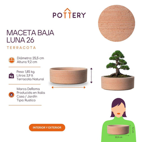 Maceta Luna Baja 26 CM Terracota