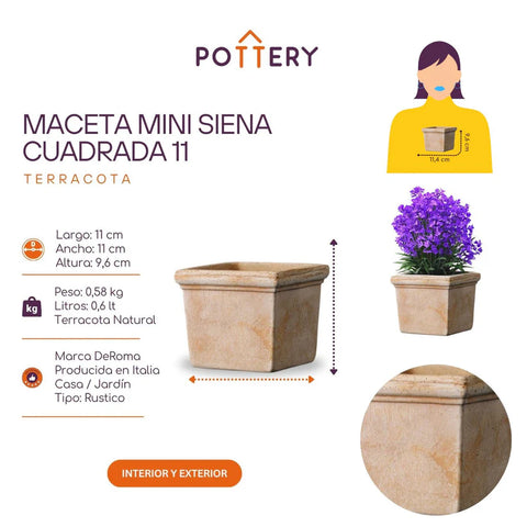 Mini Maceta 11 cm Siena Cuadrada