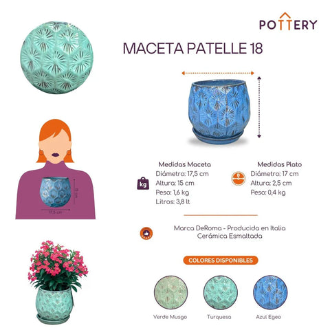 Macetero Patelle 18 CM con Plato