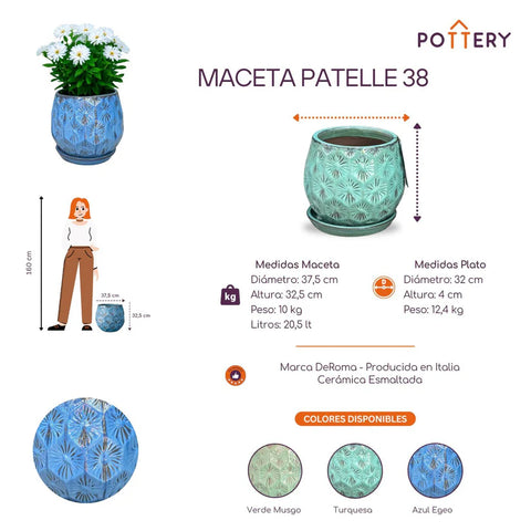 Macetero Patelle 38 CM con Plato