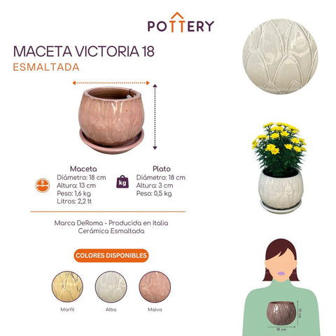 Macetero Victoria 18 CM con Plato