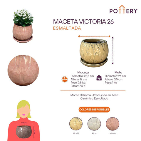Macetero Victoria 26 CM con Plato