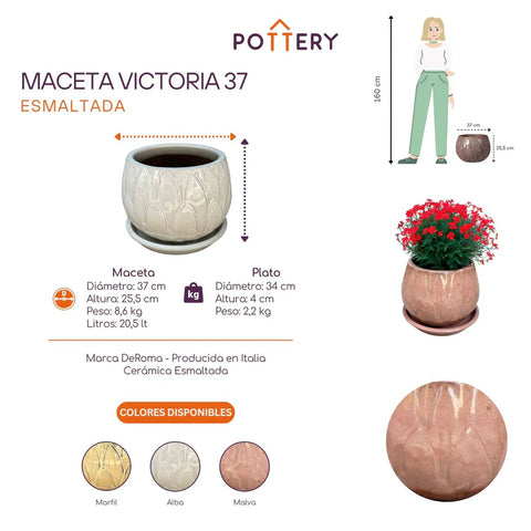 Macetero Victoria 37 CM con Plato