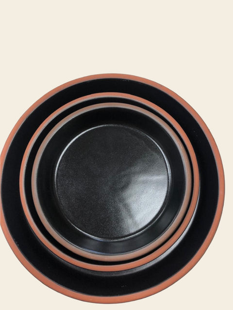Plato para macetero ceramica Negro